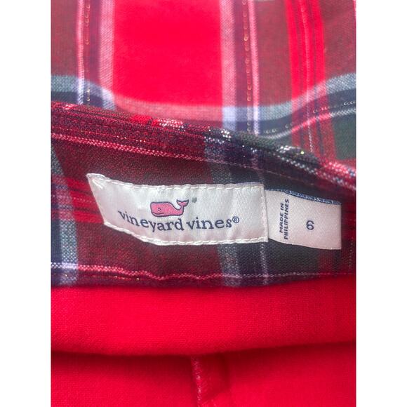 Vineyard Vines Red Plaid Ruffle Mini Skirt 6 School Academia Preppy Collegiate - Picture 5 of 11